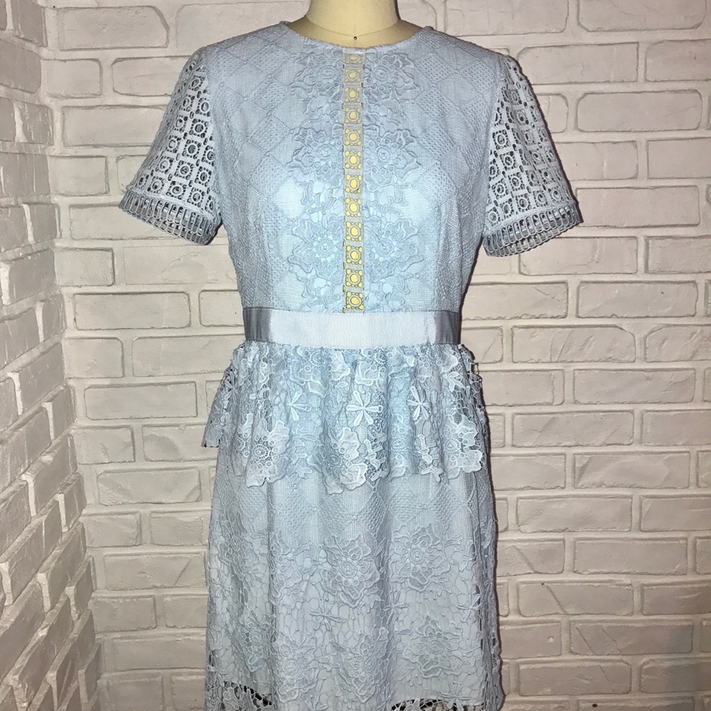 Ted Baker Dixa Layered Skater Peplum Dress  Size 8